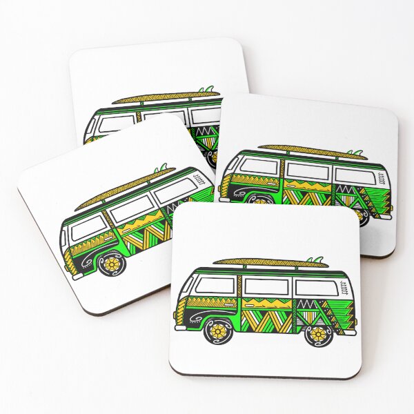 Item preview, Green Tribal Van with Surfboard designed and sold by Steeb757.