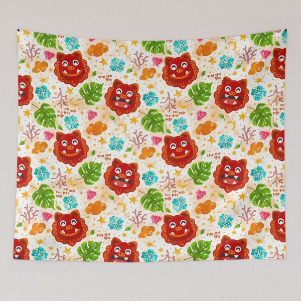 Item preview, Cute Chinese Guardian Lion-Dog Tropical Aesthetic  designed and sold by lingartdesign.