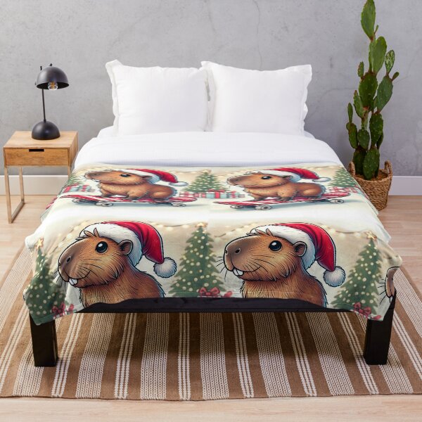 Item preview, Capybara with a Santa Claus hat on a skateboard designed and sold by Elnica.