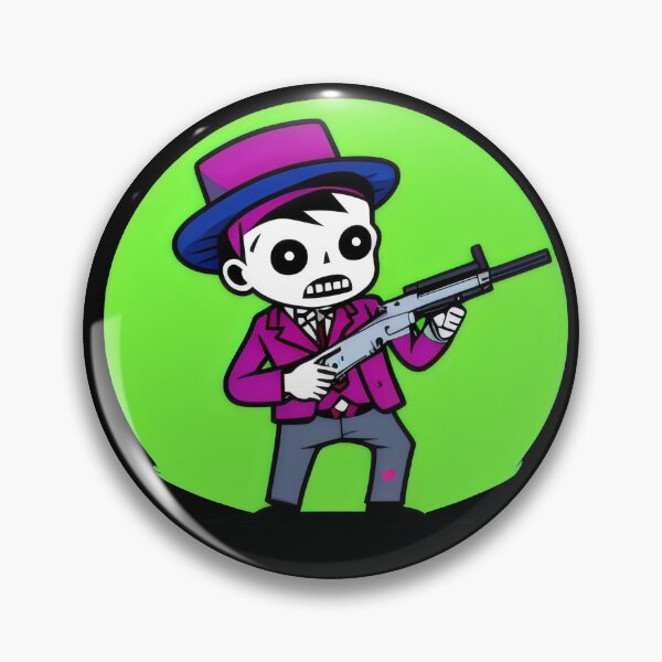 Item preview, Zombie Mobster with Gun - Neon Cartoon Gangster Design designed and sold by Prime-Studio.
