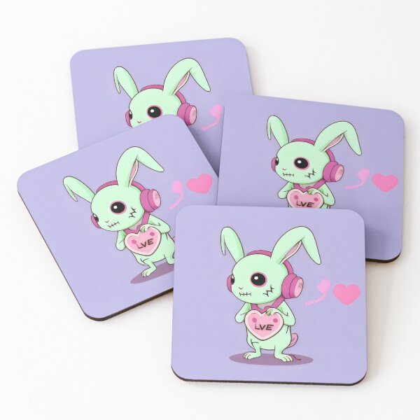 Item preview, Kawaii Zombie Bunny with Headphones and Love Heart designed and sold by Cherry-Cat.
