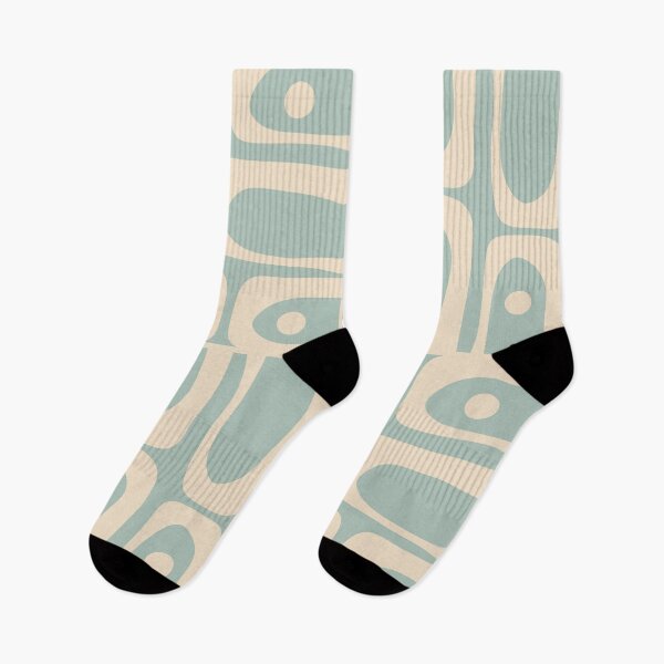 Item preview, Mid Century Modern Piquet Multi Geometric Pattern in Light Celadon Blue and Cream designed and sold by kierkegaard.