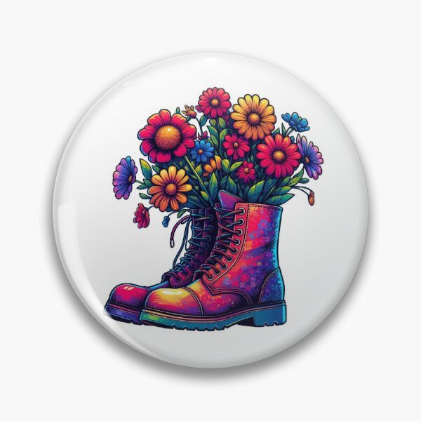 Item preview, Neon Wildflowers In Boots designed and sold by Spike The Punch Design Co..