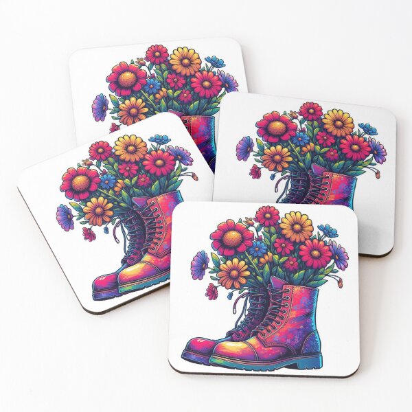 Item preview, Neon Wildflowers In Boots designed and sold by Spike The Punch Design Co..