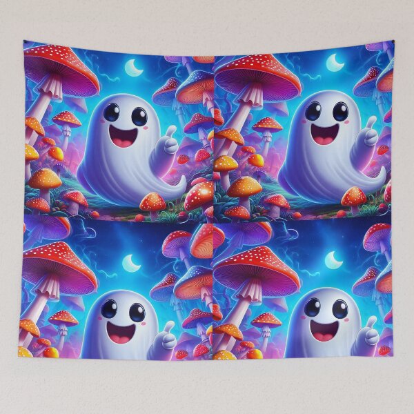 Item preview, Shroom Ghostie thumbs up halloween cartoon designed and sold by EmeraldeaArt.