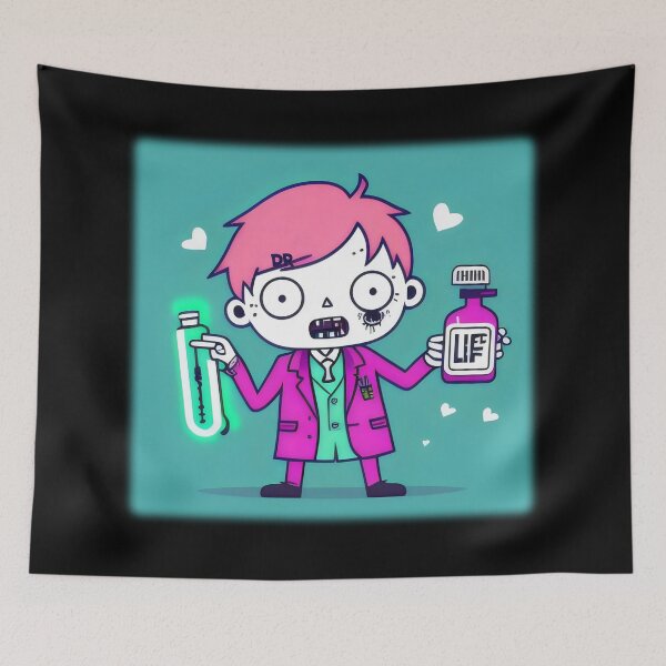 Item preview, Cute Zombie Scientist with Life Potion and Test Tube - Fun Cartoon Art designed and sold by Prime-Studio.