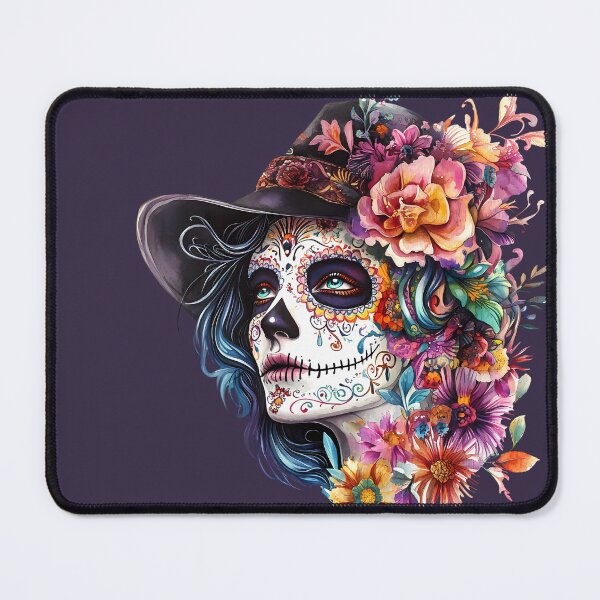 Item preview, Vivid skull illustration featuring detailed makeup designed and sold by natalidesign.