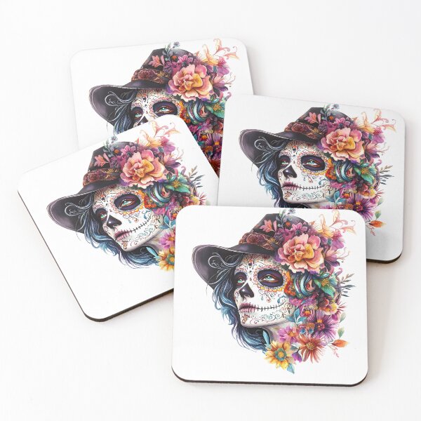 Item preview, Vivid skull illustration featuring detailed makeup  designed and sold by natalidesign.