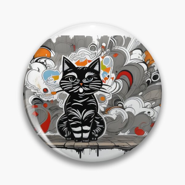 Item preview, Abstract Graffiti Black Cat with Urban Street Art Vibes designed and sold by Cherry-Cat.