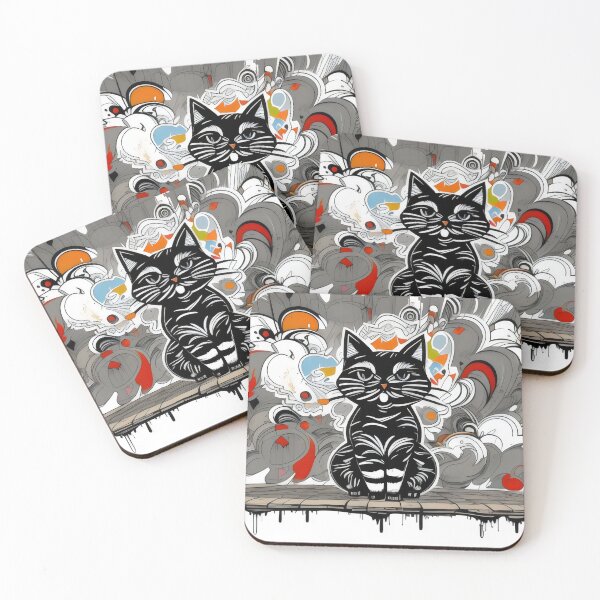 Item preview, Abstract Graffiti Black Cat with Urban Street Art Vibes designed and sold by Cherry-Cat.