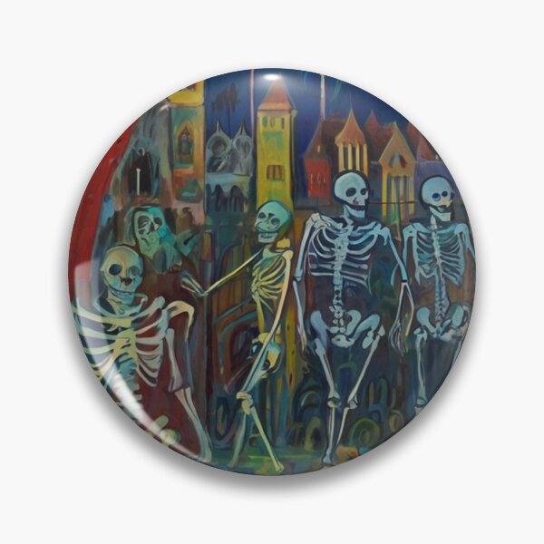 Item preview, Court of Skeletons Day of the Dead expressionist art painting designed and sold by Vintage Designs +.