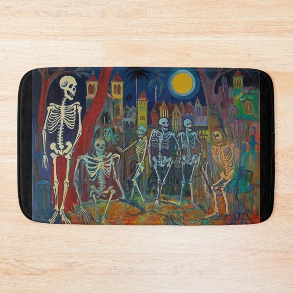 Item preview, Court of Skeletons Day of the Dead expressionist art painting designed and sold by Vintage Designs +.
