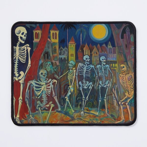 Item preview, Court of Skeletons Day of the Dead expressionist art painting designed and sold by Vintage Designs +.