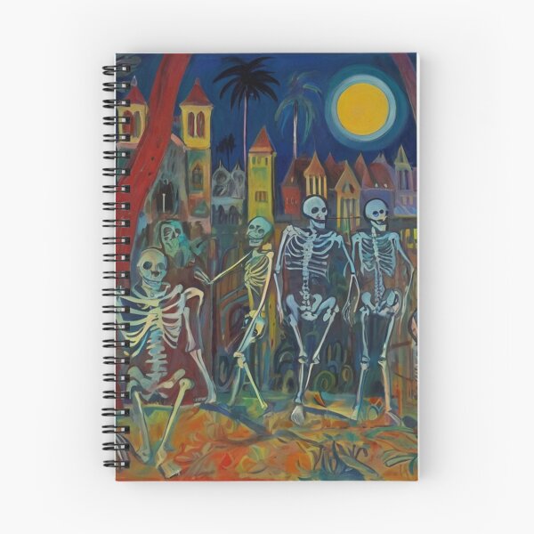 Item preview, Court of Skeletons Day of the Dead expressionist art painting designed and sold by Vintage Designs +.