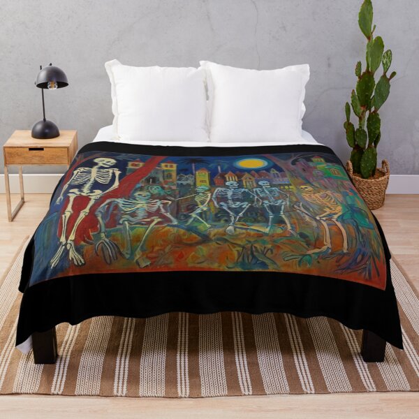 Item preview, Court of Skeletons Day of the Dead expressionist art painting designed and sold by Vintage Designs +.