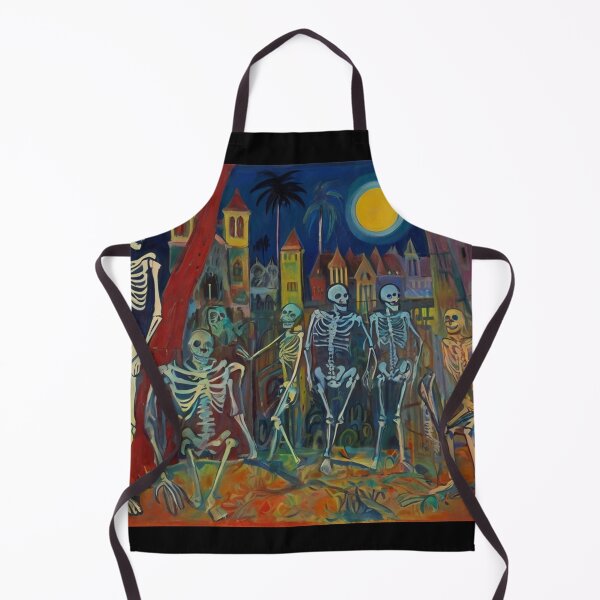 Item preview, Court of Skeletons Day of the Dead expressionist art painting designed and sold by Vintage Designs +.