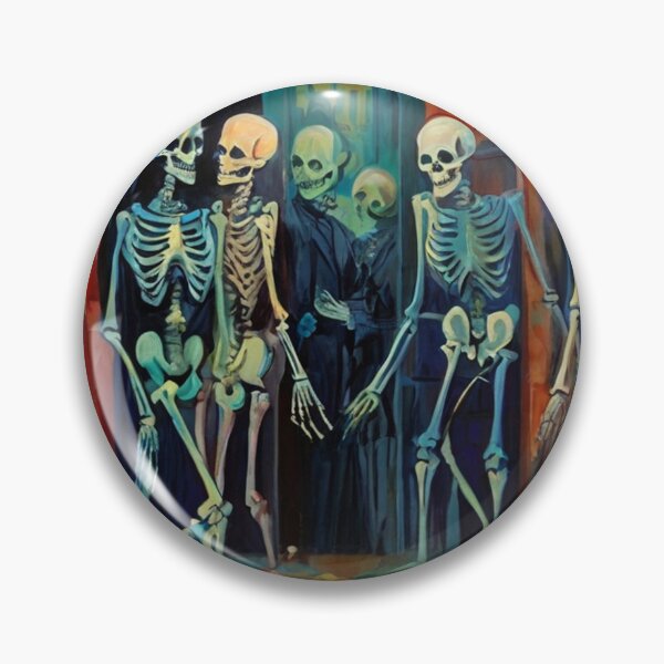 Item preview,  Court of Skeletons Day of the Dead expressionist art painting designed and sold by Vintage Designs +.