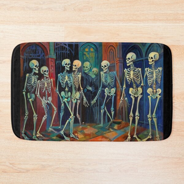 Item preview,  Court of Skeletons Day of the Dead expressionist art painting designed and sold by Vintage Designs +.
