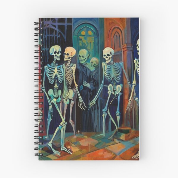 Item preview,  Court of Skeletons Day of the Dead expressionist art painting designed and sold by Vintage Designs +.