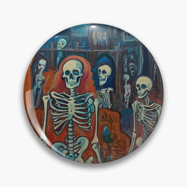 Item preview,  Court of Skeletons Day of the Dead expressionist art painting designed and sold by Vintage Designs +.