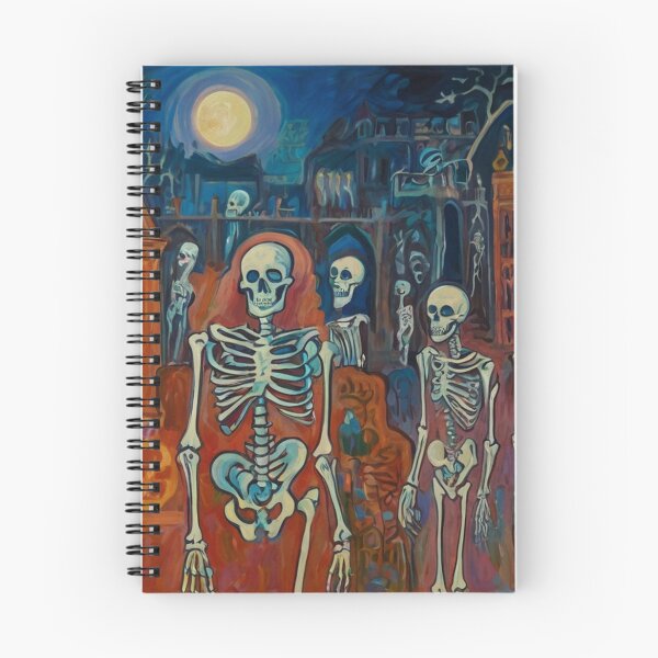 Item preview,  Court of Skeletons Day of the Dead expressionist art painting designed and sold by Vintage Designs +.