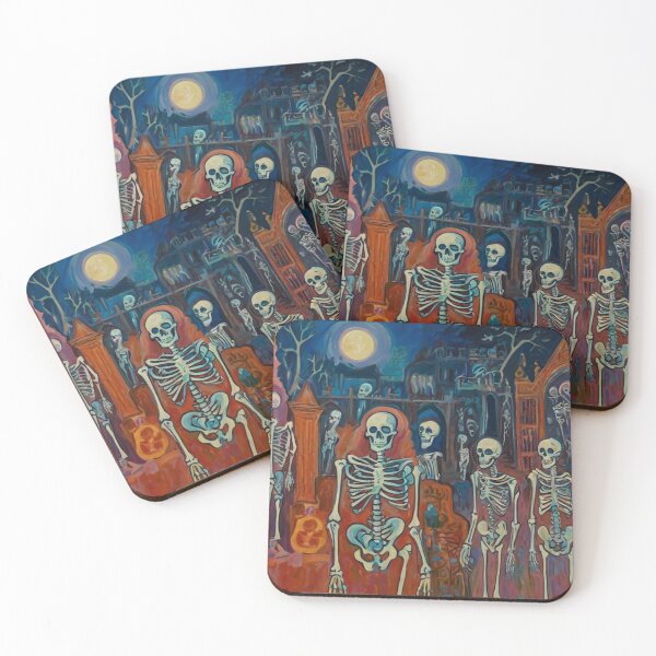 Item preview,  Court of Skeletons Day of the Dead expressionist art painting designed and sold by Vintage Designs +.