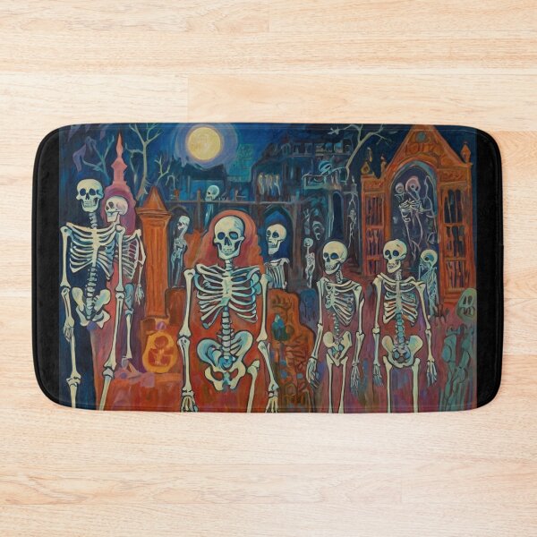 Item preview,  Court of Skeletons Day of the Dead expressionist art painting designed and sold by Vintage Designs +.
