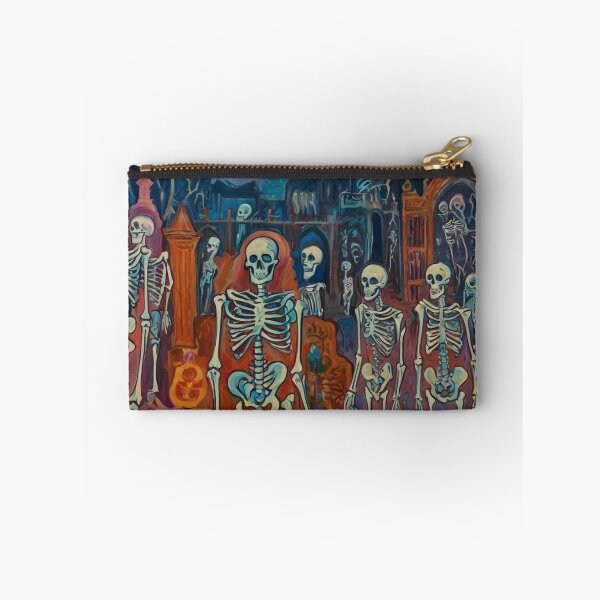 Item preview,  Court of Skeletons Day of the Dead expressionist art painting designed and sold by Vintage Designs +.