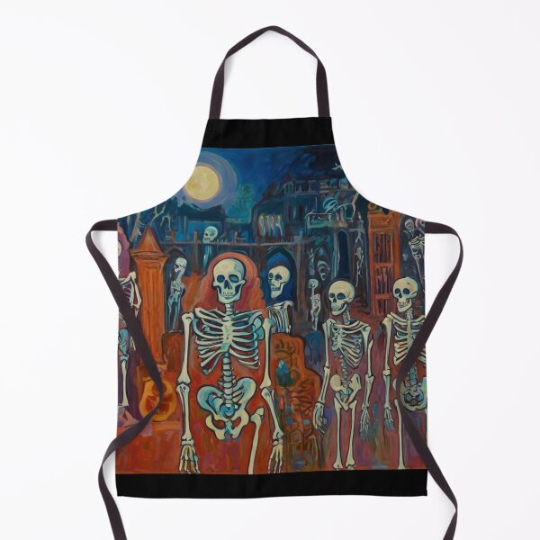 Item preview,  Court of Skeletons Day of the Dead expressionist art painting designed and sold by Vintage Designs +.