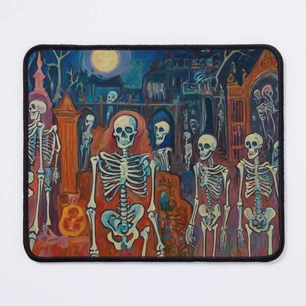 Item preview,  Court of Skeletons Day of the Dead expressionist art painting designed and sold by Vintage Designs +.