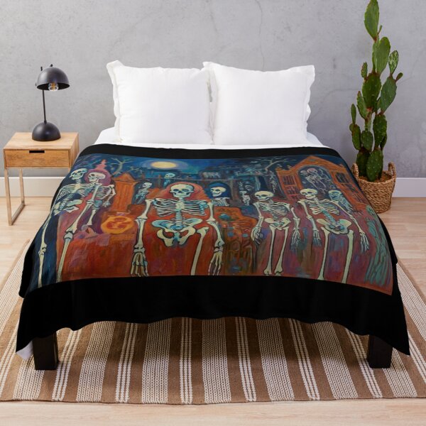 Item preview,  Court of Skeletons Day of the Dead expressionist art painting designed and sold by Vintage Designs +.