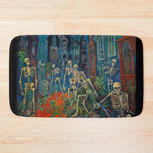 Item preview,  Court of Skeletons Day of the Dead expressionist art painting designed and sold by Vintage Designs +.
