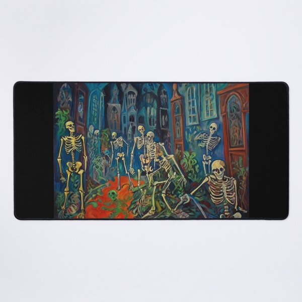 Item preview,  Court of Skeletons Day of the Dead expressionist art painting designed and sold by Vintage Designs +.