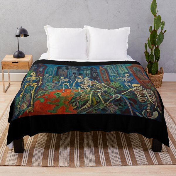Item preview,  Court of Skeletons Day of the Dead expressionist art painting designed and sold by Vintage Designs +.