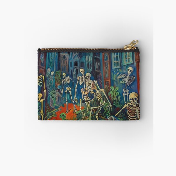 Item preview,  Court of Skeletons Day of the Dead expressionist art painting designed and sold by Vintage Designs +.