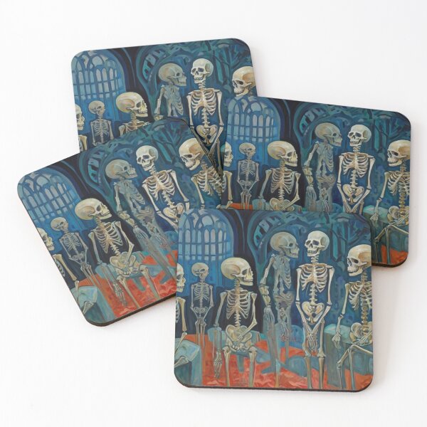 Item preview, Court of Skeletons Day of the Dead expressionist art painting designed and sold by Vintage Designs +.