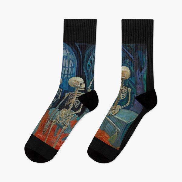 Item preview, Court of Skeletons Day of the Dead expressionist art painting designed and sold by Vintage Designs +.