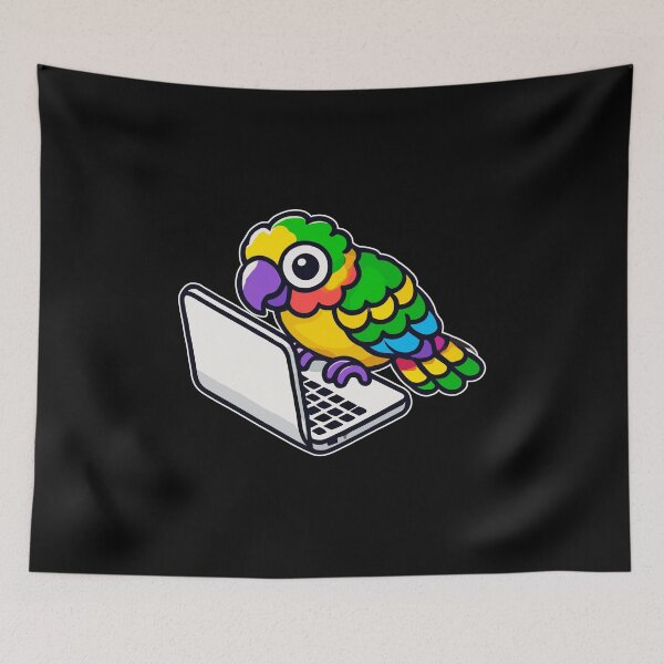 Artikelvorschau, Bunter Papagei mit Laptop entworfen und verkauft von MaateoDesign.