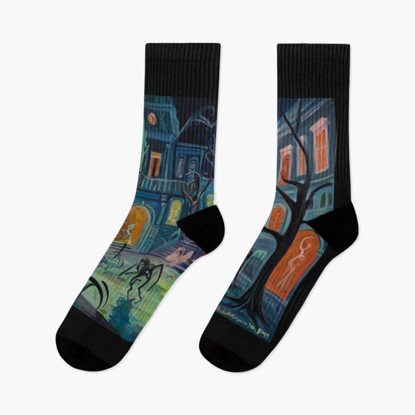 Item preview,  Downtown where the ghouls hang out expressionist art painting designed and sold by Vintage Designs +.