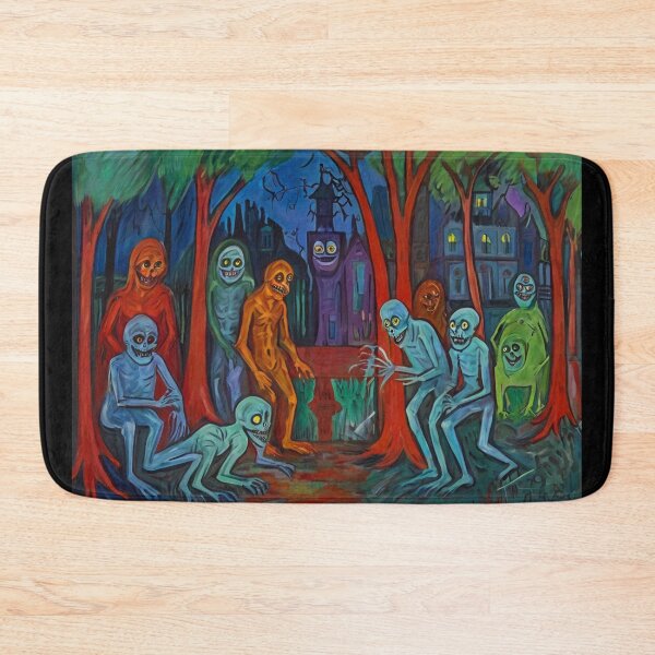 Item preview, Downtown where the ghosts, ghouls and goblins hang out expressionist art painting designed and sold by Vintage Designs +.