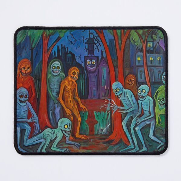 Item preview, Downtown where the ghosts, ghouls and goblins hang out expressionist art painting designed and sold by Vintage Designs +.