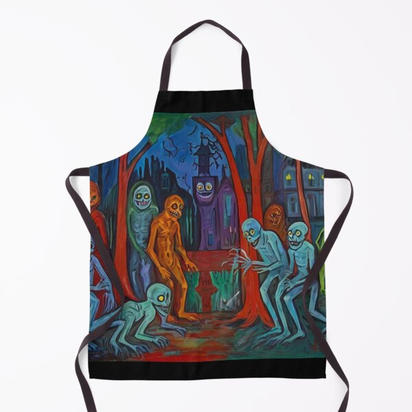 Item preview, Downtown where the ghosts, ghouls and goblins hang out expressionist art painting designed and sold by Vintage Designs +.