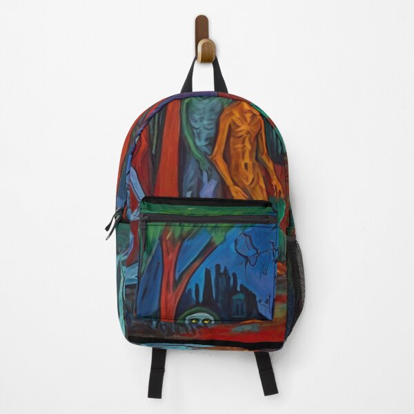 Item preview, Downtown where the ghosts, ghouls and goblins hang out expressionist art painting designed and sold by Vintage Designs +.