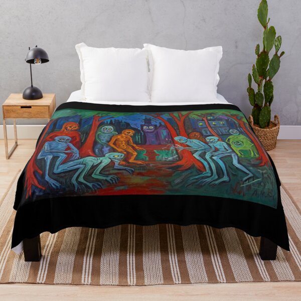 Item preview, Downtown where the ghosts, ghouls and goblins hang out expressionist art painting designed and sold by Vintage Designs +.