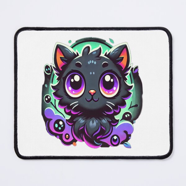 Item preview, Cute but Spooky Black Cat with Oversized Eyes designed and sold by thoratsdesign.