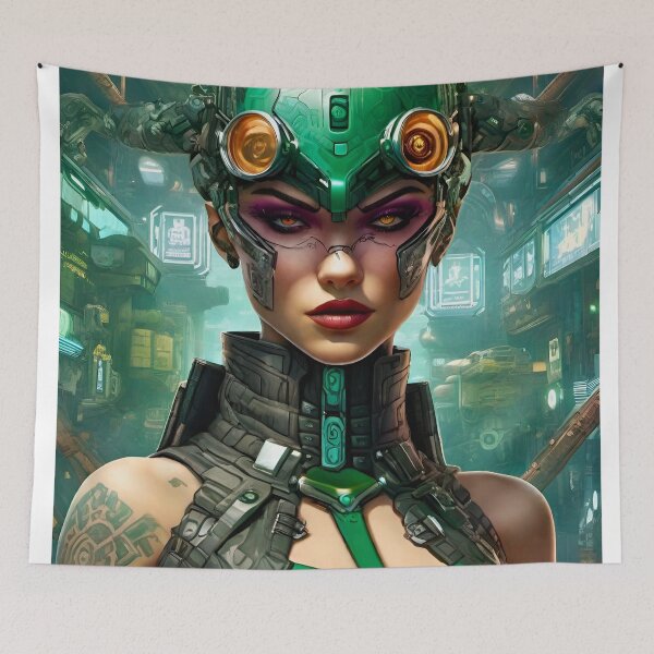 Item preview, Cyberpunk Edgerunner in Green - Sci Fi Art concept designed and sold by Delerat7.