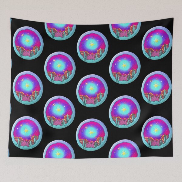 Item preview, Blue Pink Mushroom Psychedelic Planet Space Pizza designed and sold by blugost.