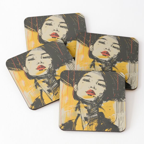 Item preview, Stylized portrait in hat with vibrant abstract design designed and sold by Artessie.