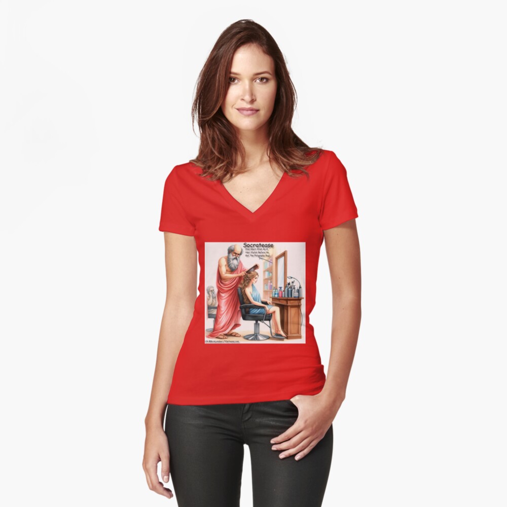 Item preview, Fitted V-Neck T-Shirt designed and sold by ltcartoons.