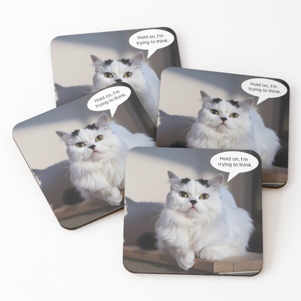 Item preview, Funny Cat Meme Hold On, I'm Trying to Think designed and sold by Quirky Shirts.